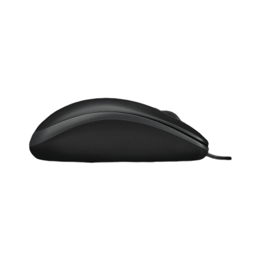 Black computer mouse on a white background