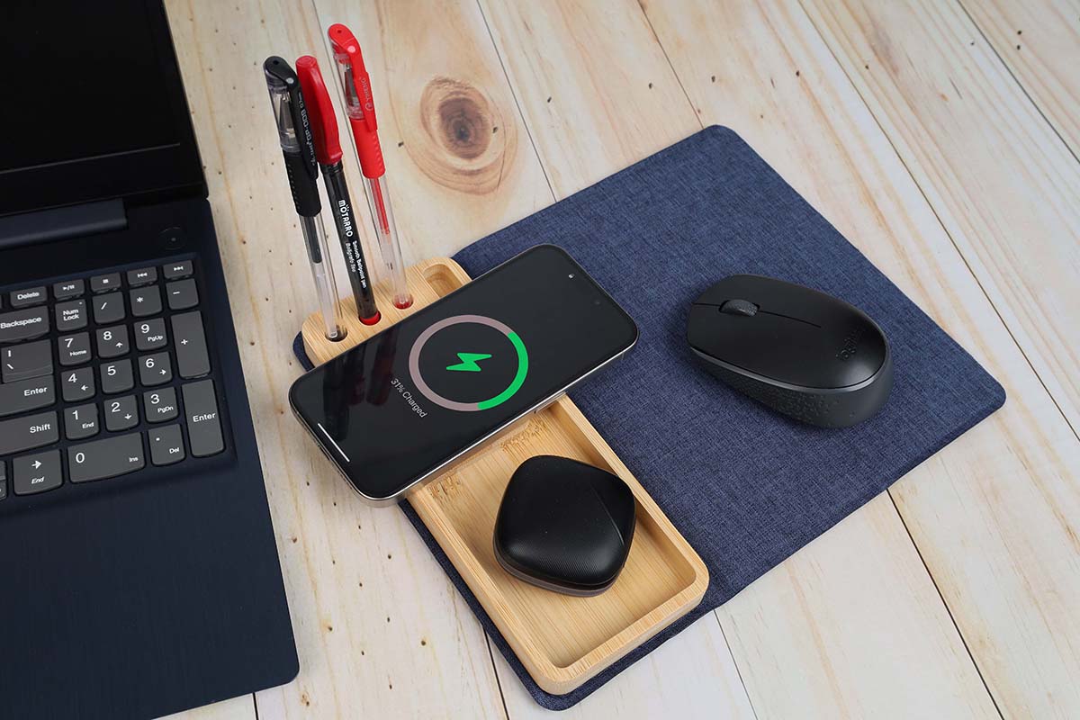 RPET 15W Wireless Charger & Phone Stand Mousepad – Custom Branding UAE - Jotter