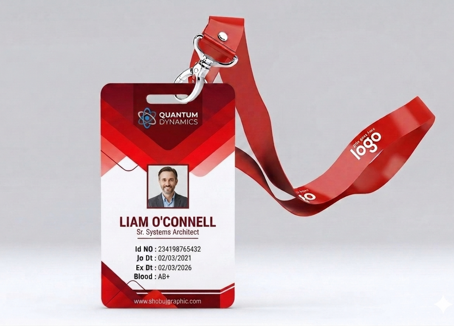 Custom printed polyester lanyard with clear PVC ID badge holder — UAE supplier