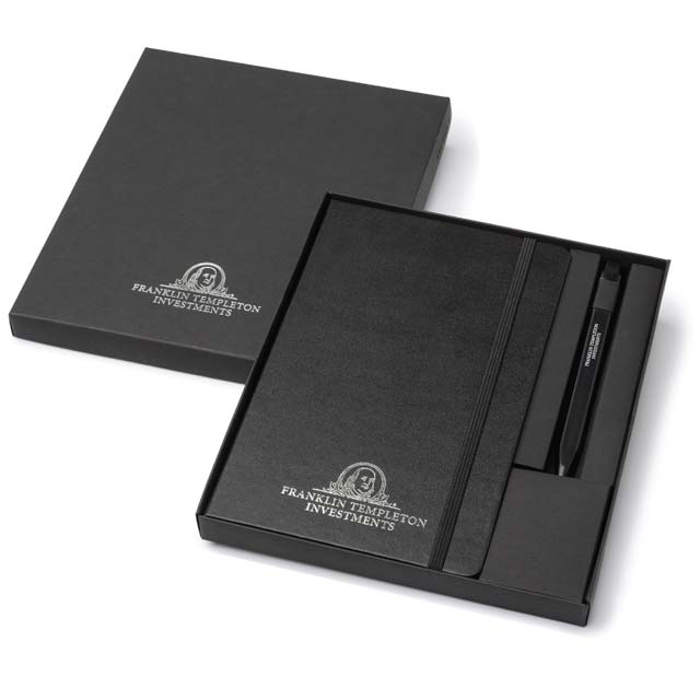 Moleskine Classic Large Ruled Notebook with Go Pen Gift Set – Black