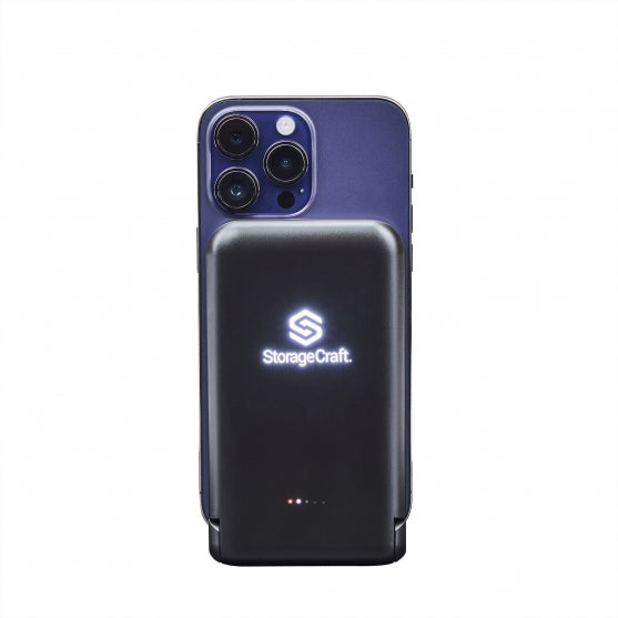 Phone case with StorageCraft logo on a white background