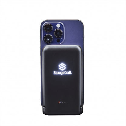 Phone case with StorageCraft logo on a white background