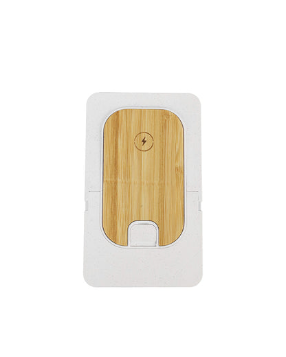 Wooden phone case with a white border on a white background