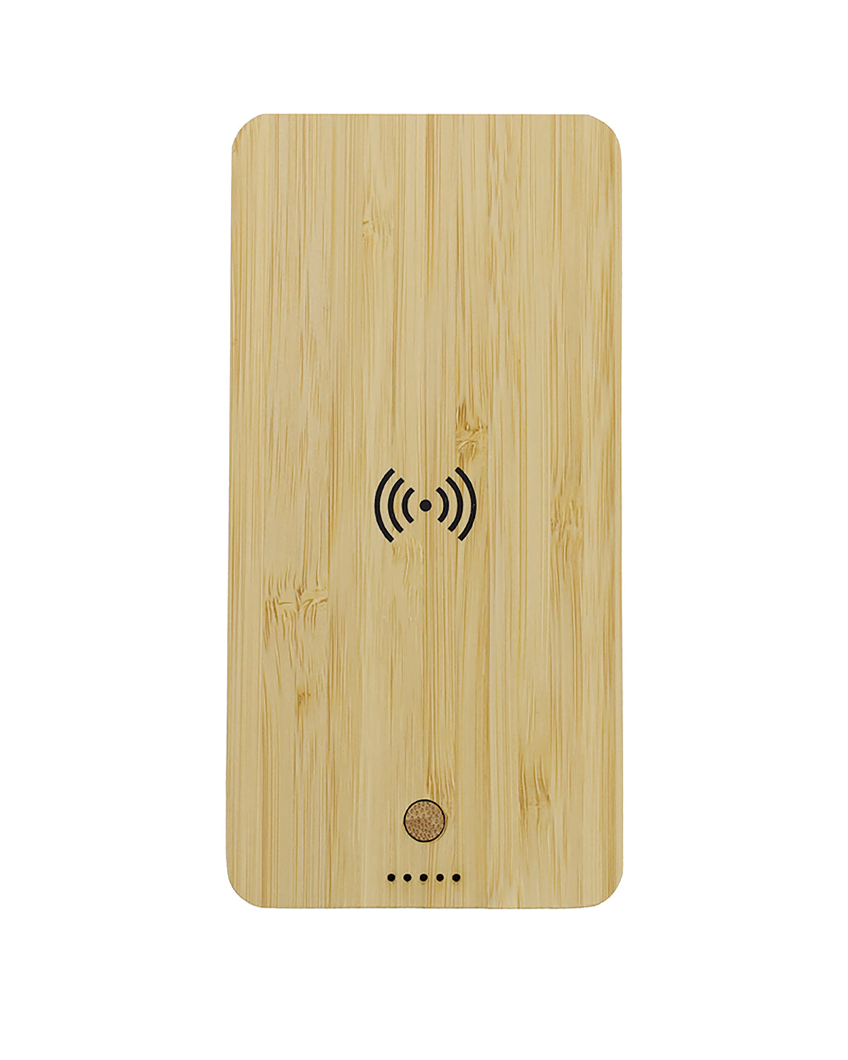 Wooden wireless charging pad with a white background