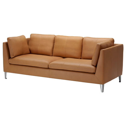 Brown leather sofa on a white background