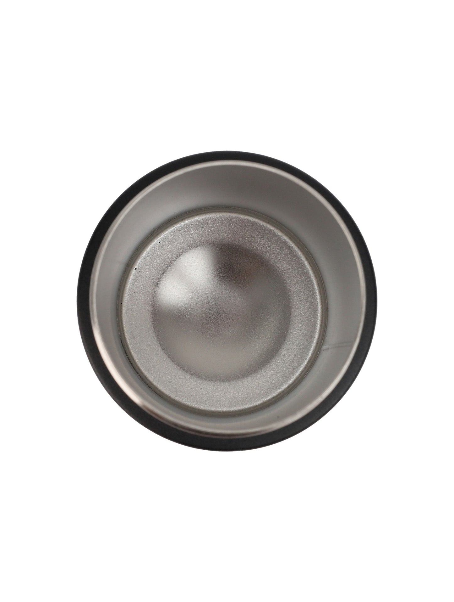 Metallic bowl with black rim on a white background