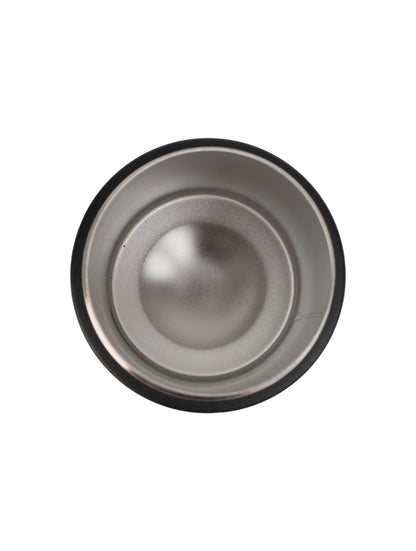 Metallic bowl with black rim on a white background