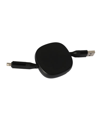 Retractable USB cable on a white background