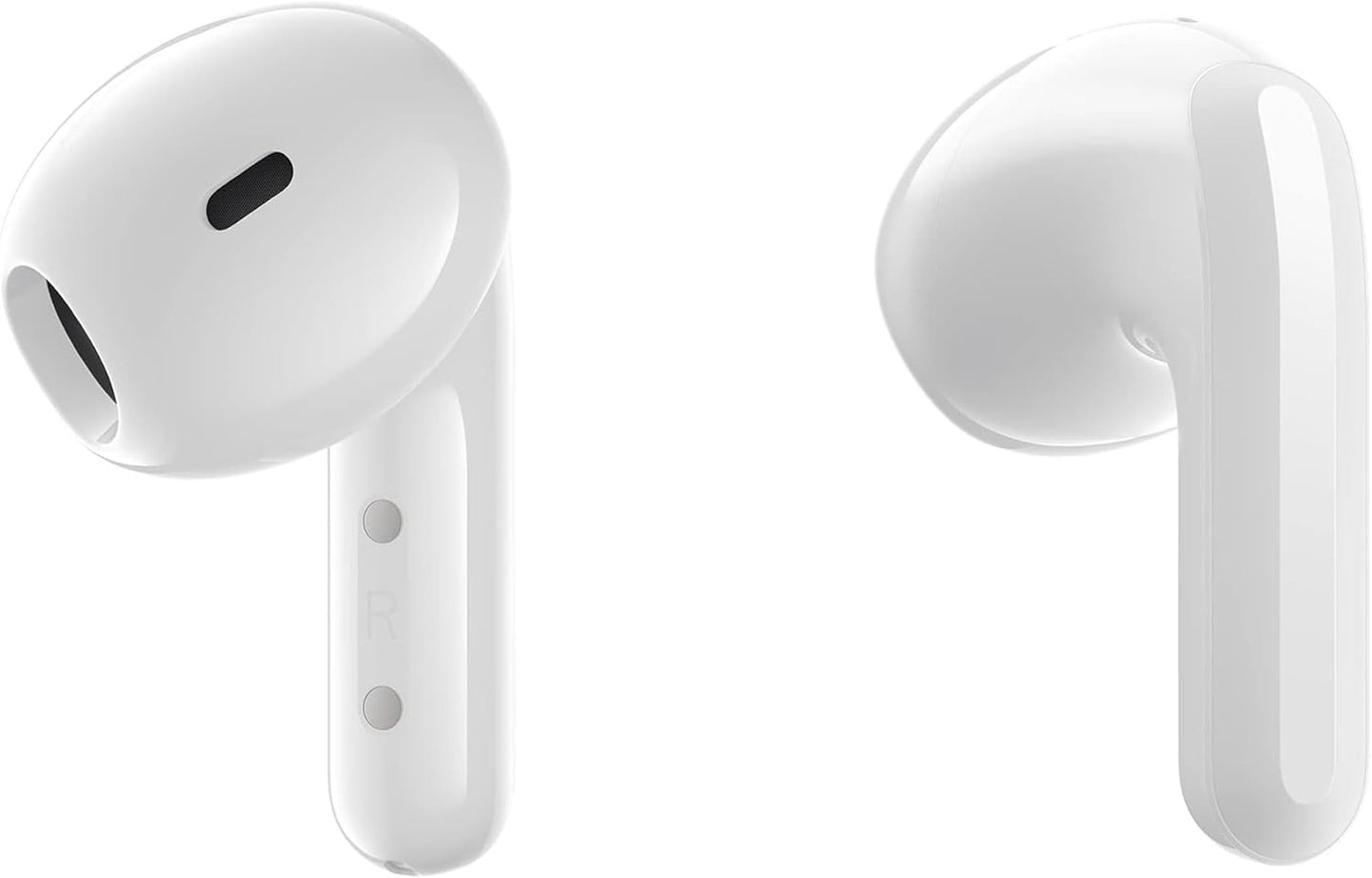 White wireless earbuds on a white background
