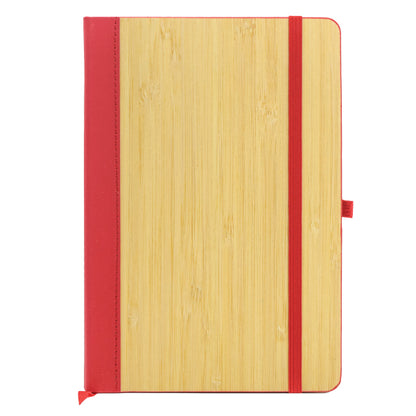 Wooden cutting board with a red stripe on a white background