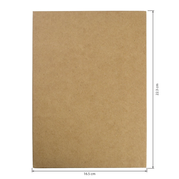 Brown paper sheet with dimensions on a white background