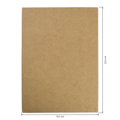 Brown paper sheet with dimensions on a white background