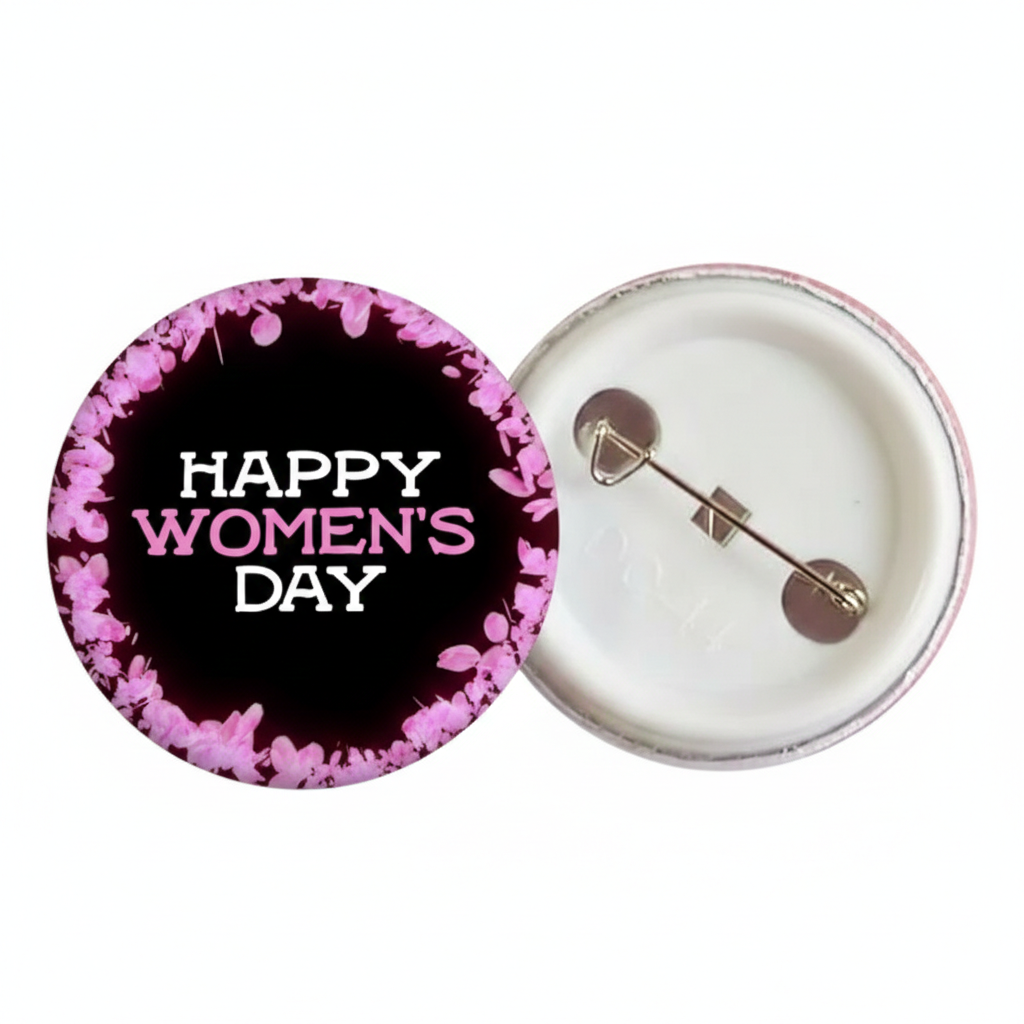 International Women’s Day Badge – Customizable Pin for Clothing & Accessories