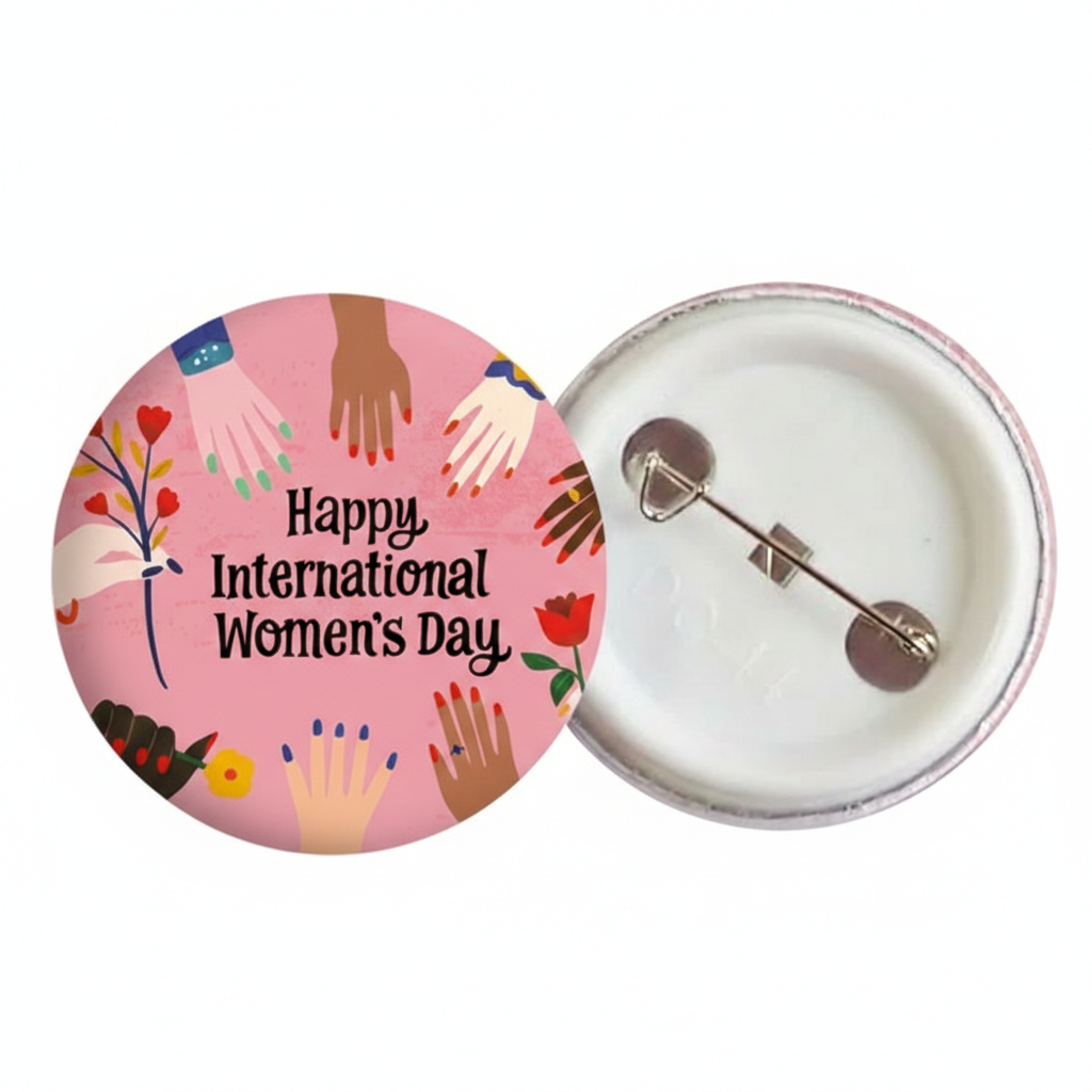 International Women’s Day Badge – Customizable Pin for Clothing & Accessories