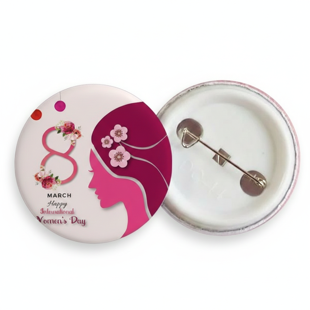 International Women’s Day Badge – Customizable Pin for Clothing & Accessories