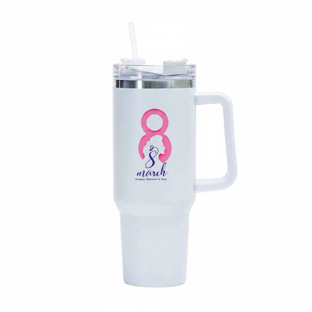 International Women’s Day 40oz Insulated Stainless Steel Mug – Large Tumbler with Straw
