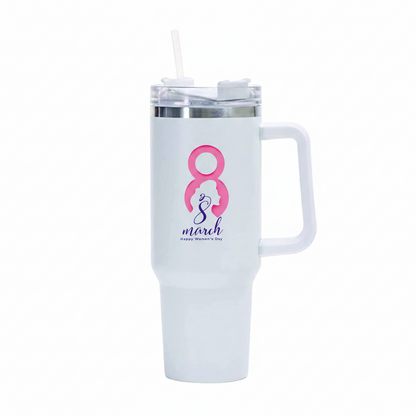 International Women’s Day 40oz Insulated Stainless Steel Mug – Large Tumbler with Straw