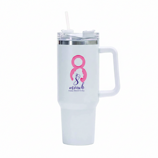 International Women’s Day 40oz Insulated Stainless Steel Mug – Large Tumbler with Straw