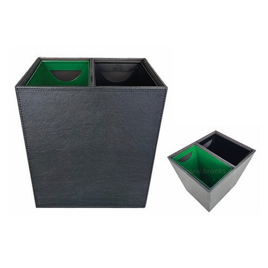 Two square waste bins, one larger and one smaller, with green interior compartments on a white background.