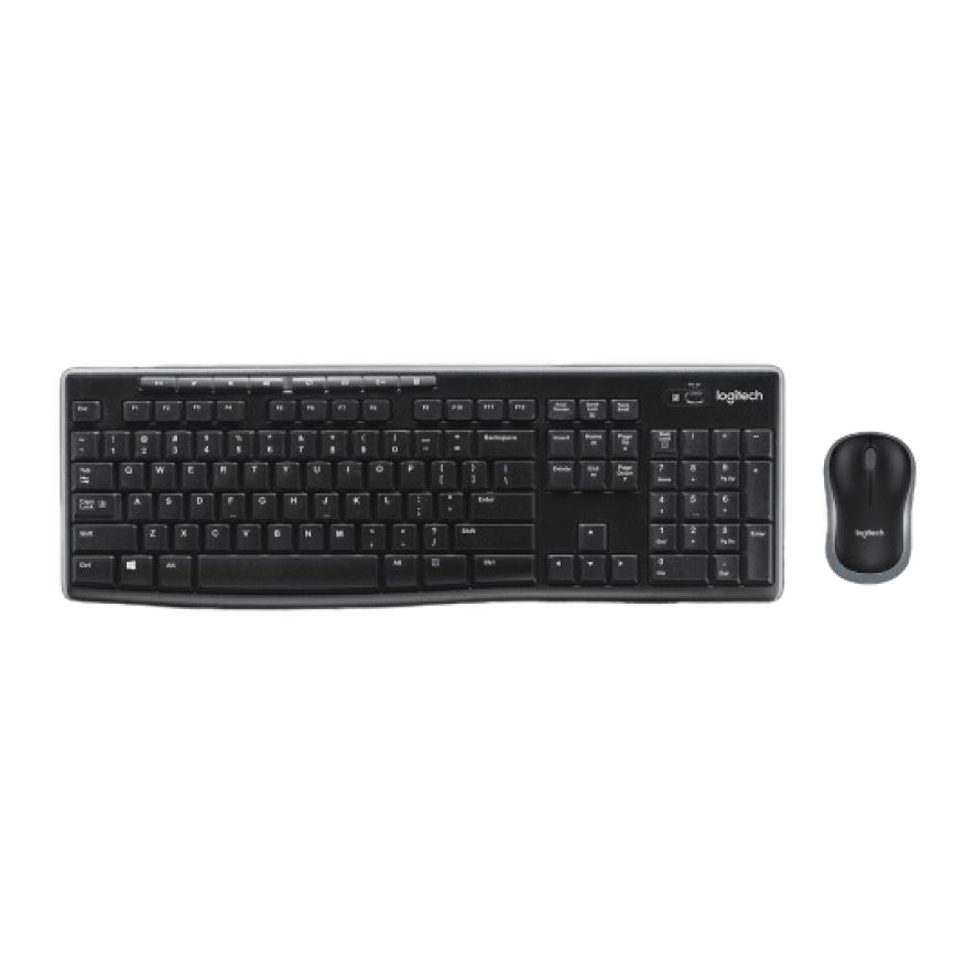 Black keyboard and mouse set on a white background