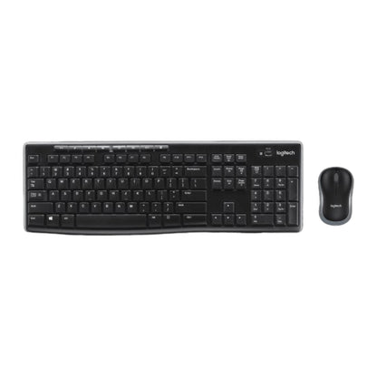 Black keyboard and mouse set on a white background