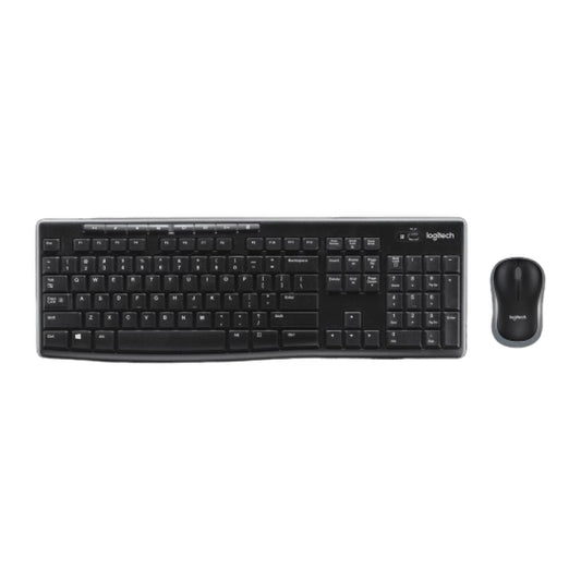 Black keyboard and mouse set on a white background