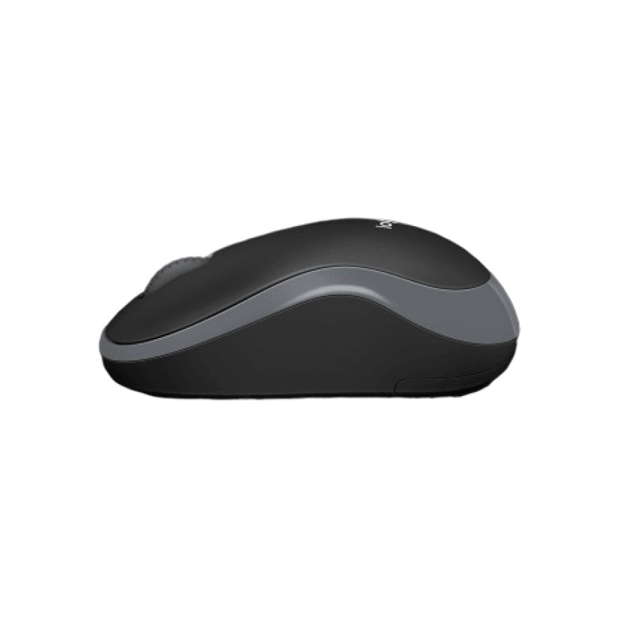 Black computer mouse on a white background