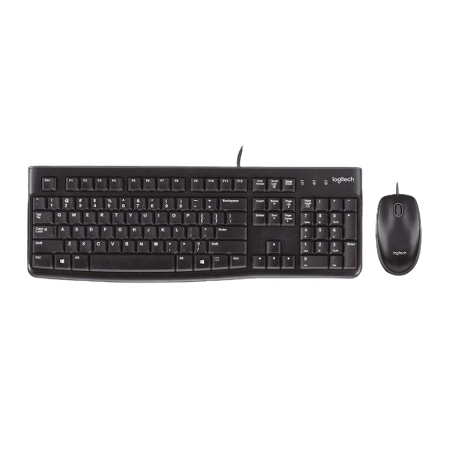 Logitech keyboard and mouse set on a white background
