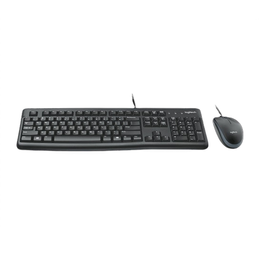 Black keyboard and mouse set on a white background
