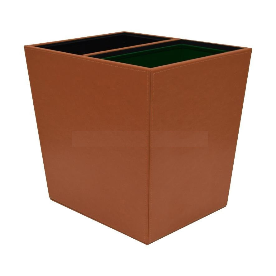 Brown rectangular planter with a green interior on a white background