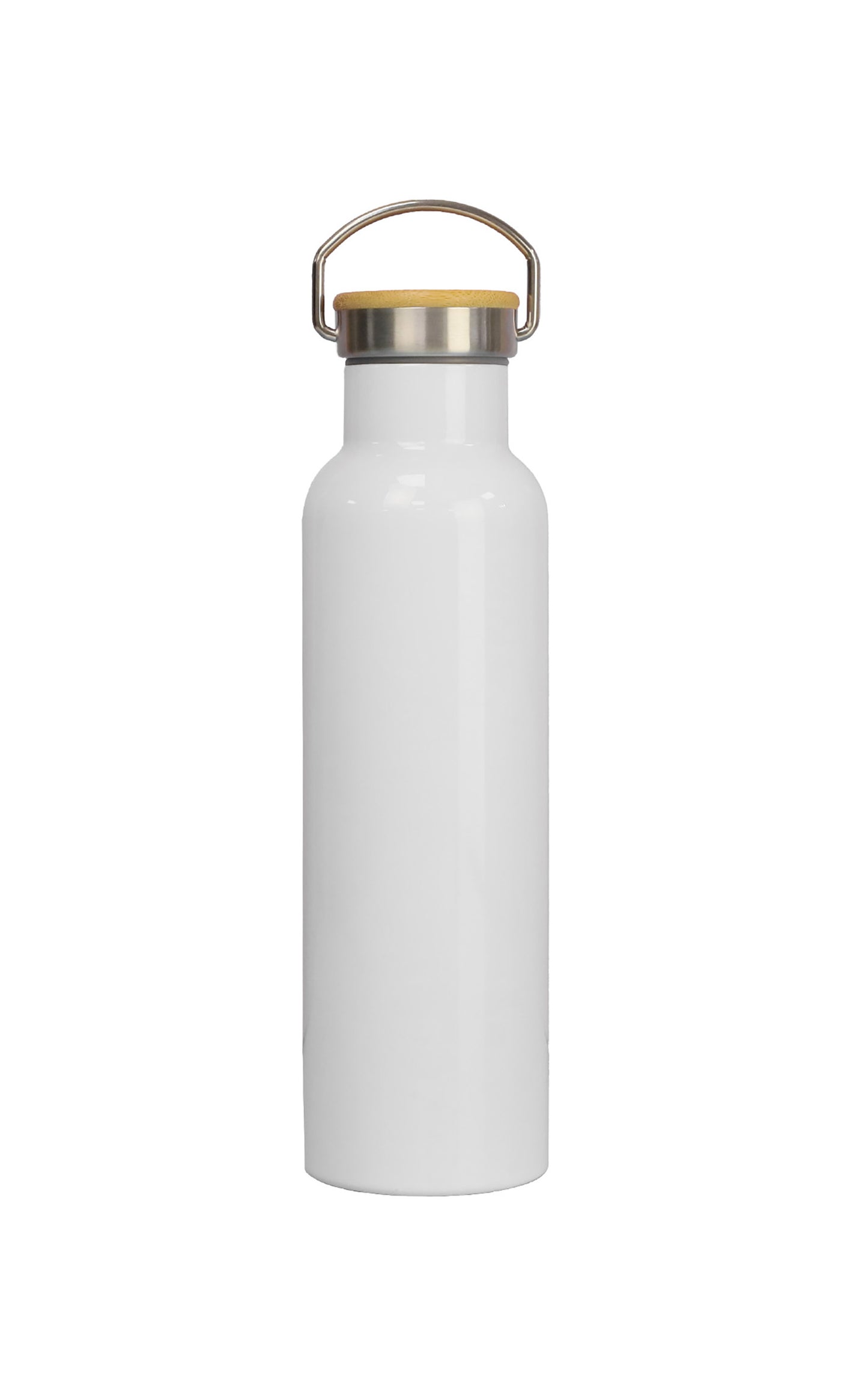White water bottle with a gold cap on a white background