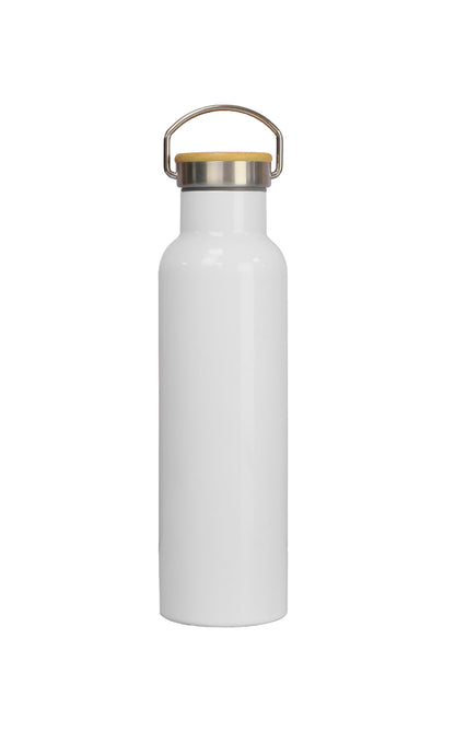 White water bottle with a gold cap on a white background
