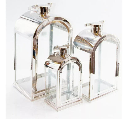 Ramadan Lantern Décor Set (3 Pcs) – Rose Gold, Gold & Chrome Islamic Lanterns