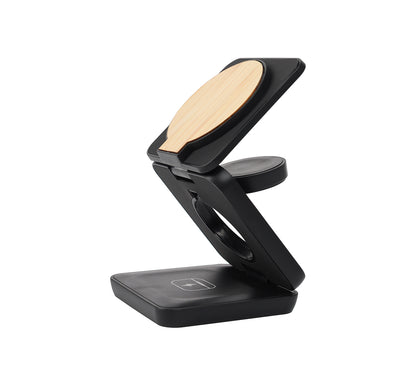 Jigger 3-in-1 Wireless Charger – Custom Branding Bamboo Magnetic Charger