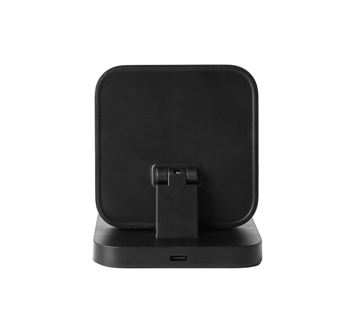 Black phone stand on a white background