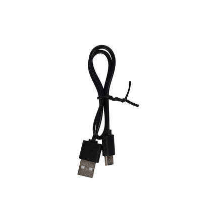 Black USB cable on a white background