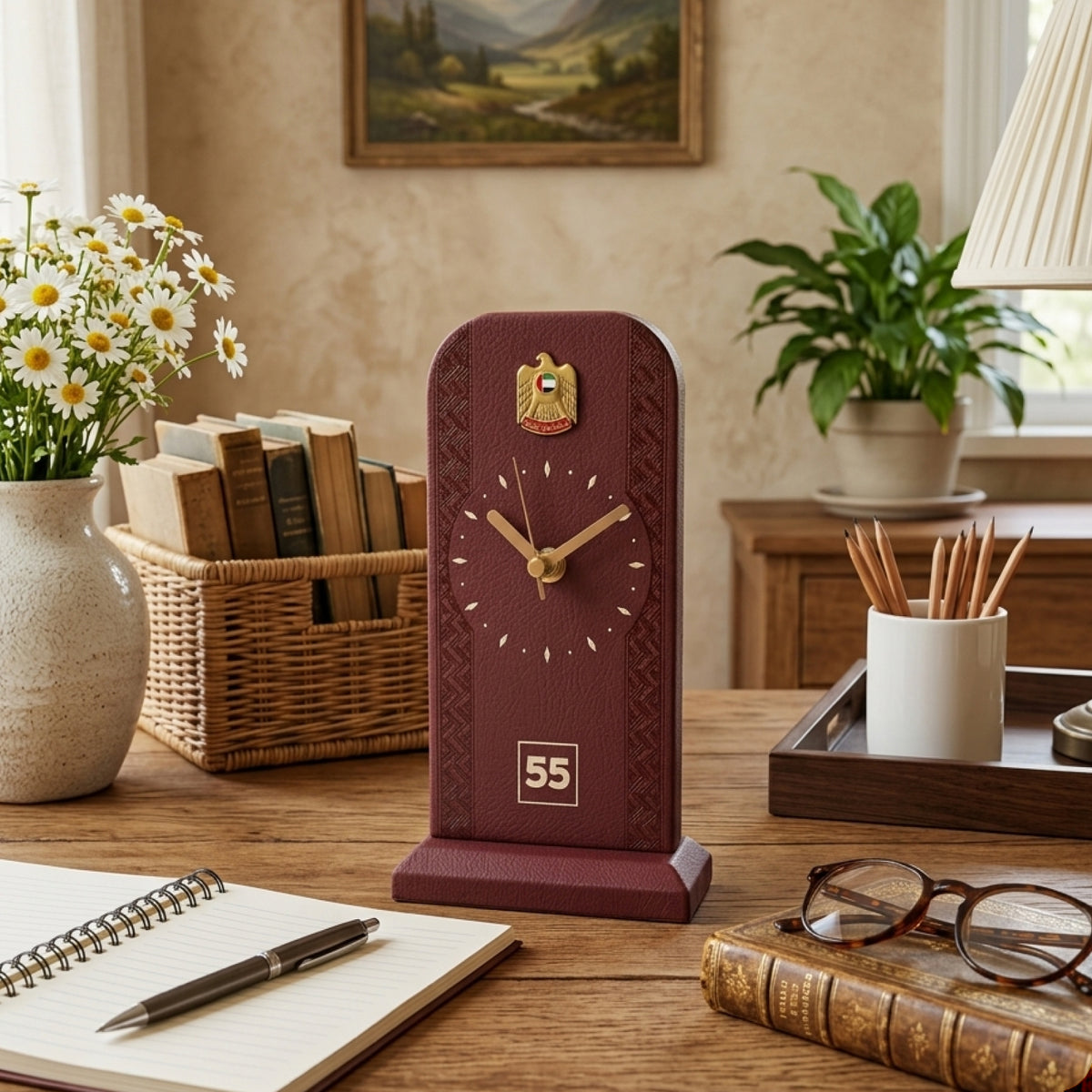 Leather Desk Clock – UAE National Day 55th Anniversary Customized