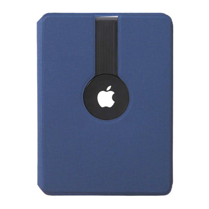 Blue case with a black strap and Apple logo on a white background