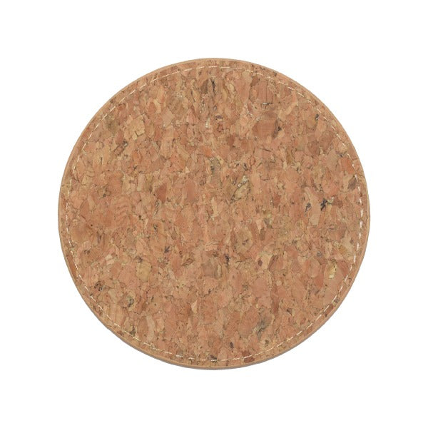 Round cork coaster on a white background