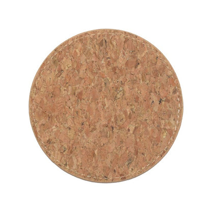 Round cork coaster on a white background