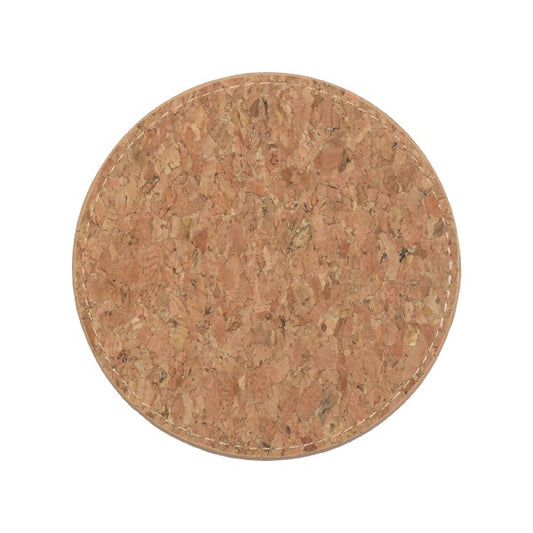 Round cork coaster on a white background