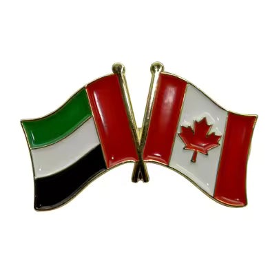 Pin with flags of Palestine and Canada on a white background