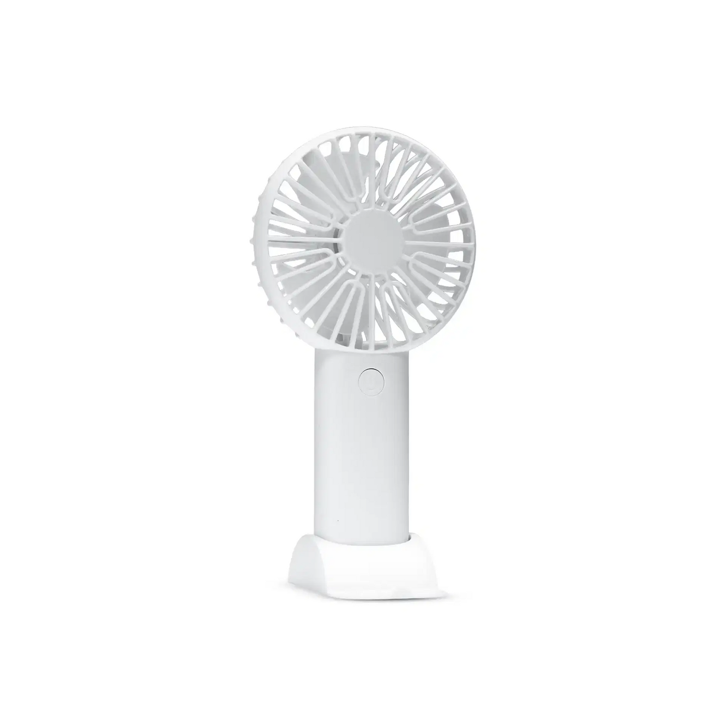 White handheld fan on a white background