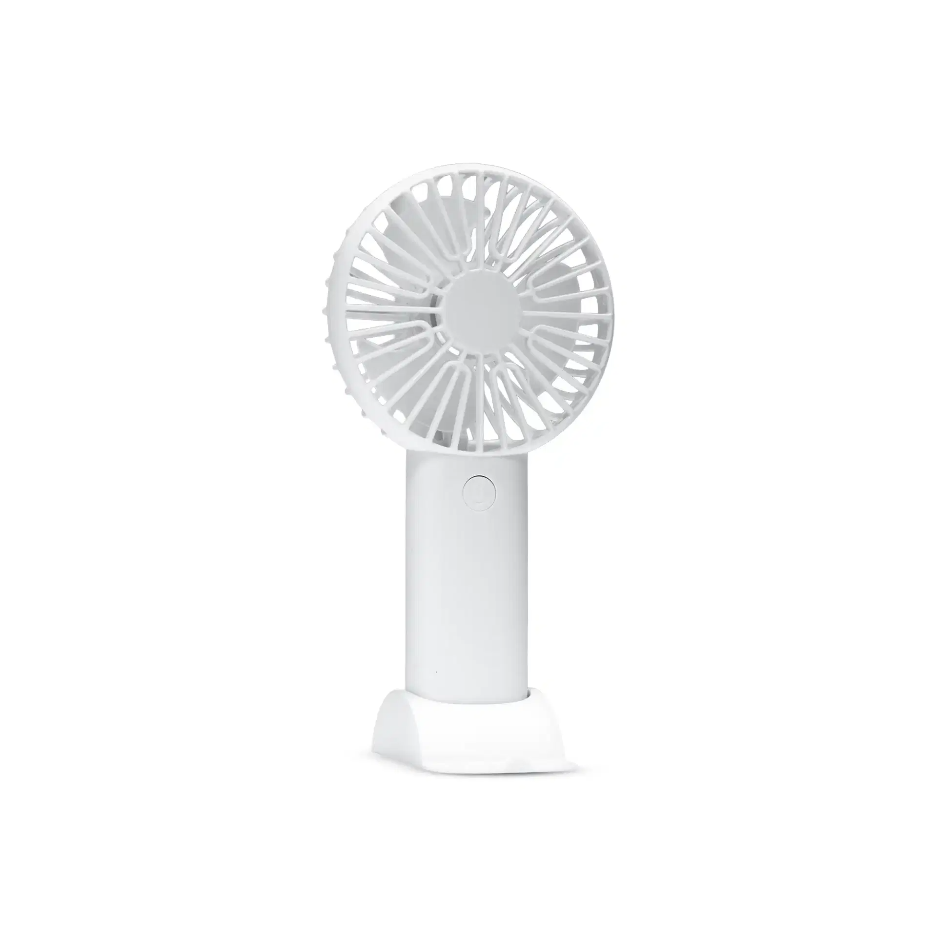 White handheld fan on a white background