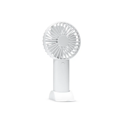 White handheld fan on a white background
