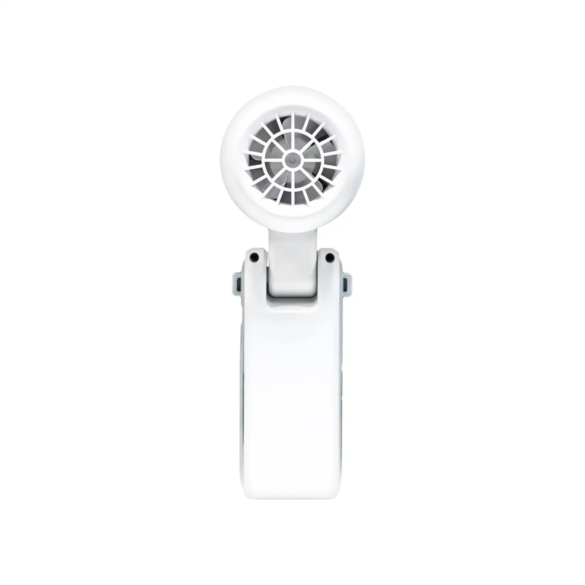 White handheld fan on a white background
