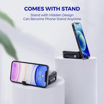 Phone case with stand feature on a white background