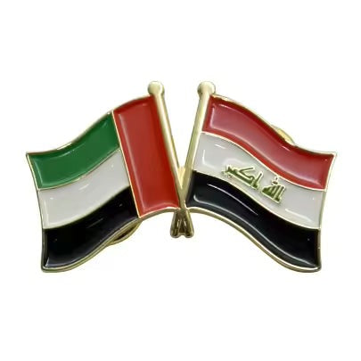 Pin with flags of Palestine and Iraq on a white background