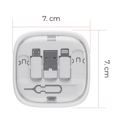 Measurement chart of a phone charging cable set with dimensions labeled.