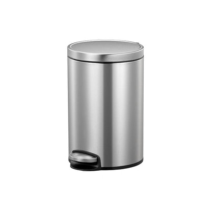 Stainless steel trash can on a white background